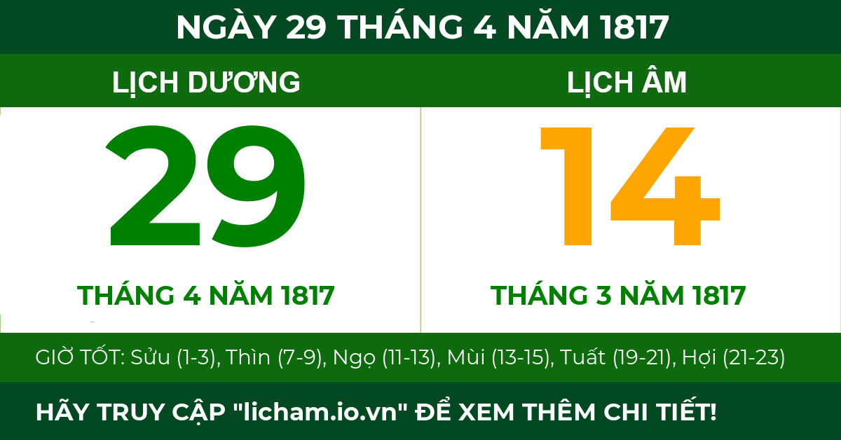lịch âm ngày 29 tháng 4 năm 1817