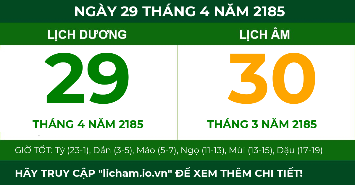 lịch âm ngày 29 tháng 4 năm 2185