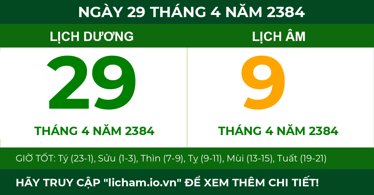 lịch âm ngày 29 tháng 4 năm 2384