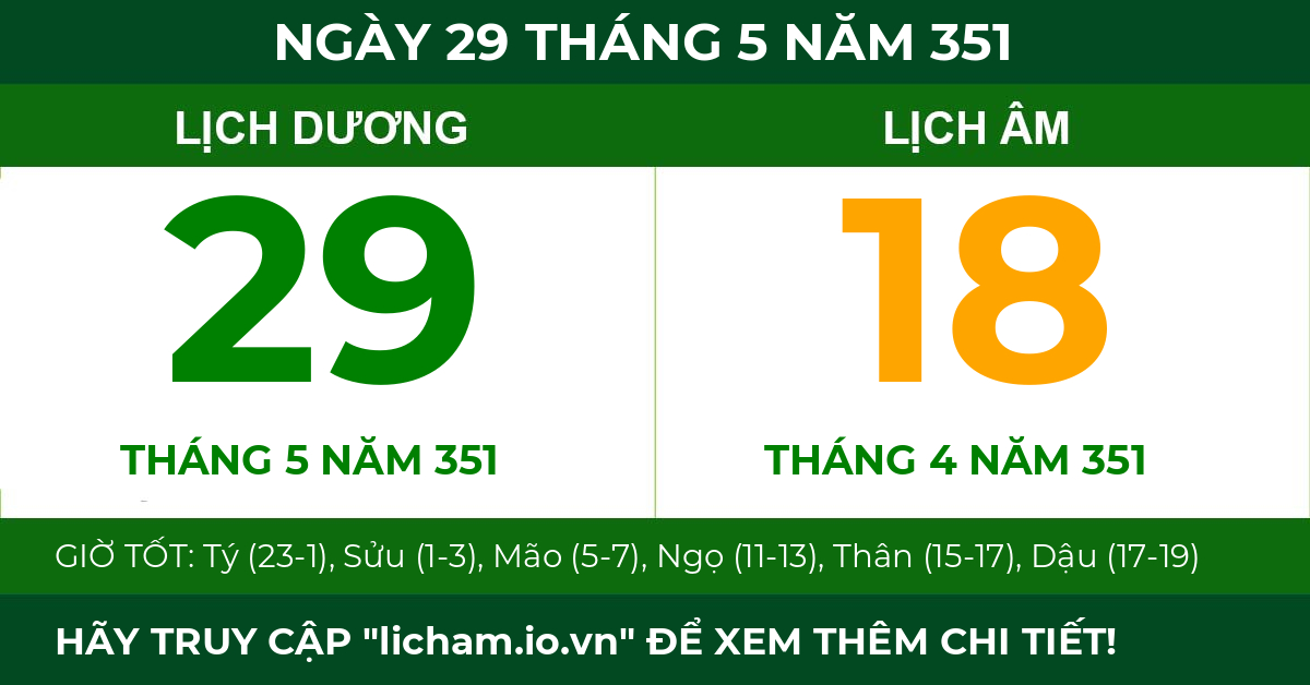 lịch âm ngày 29 tháng 5 năm 351