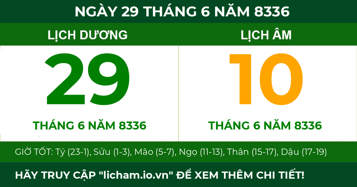 lịch âm ngày 29 tháng 6 năm 8336