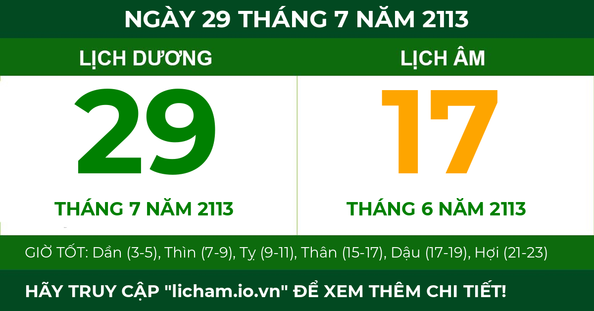 lịch âm ngày 29 tháng 7 năm 2113