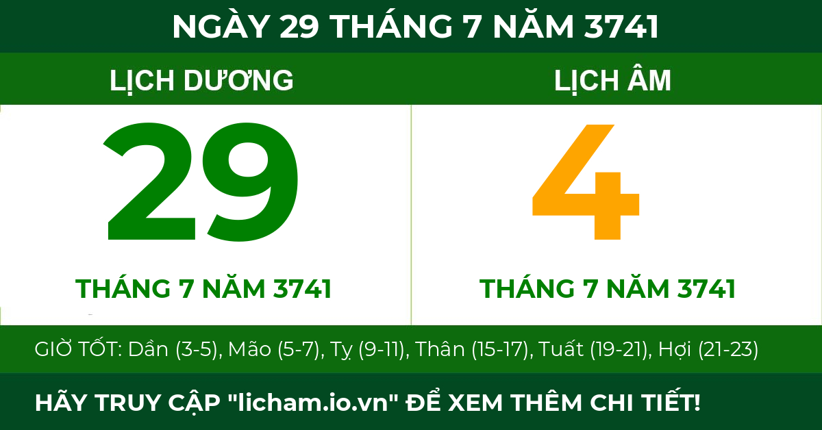 lịch âm ngày 29 tháng 7 năm 3741