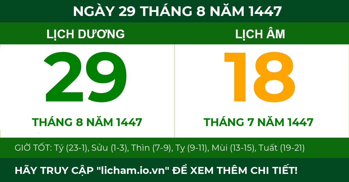 lịch âm ngày 29 tháng 8 năm 1447