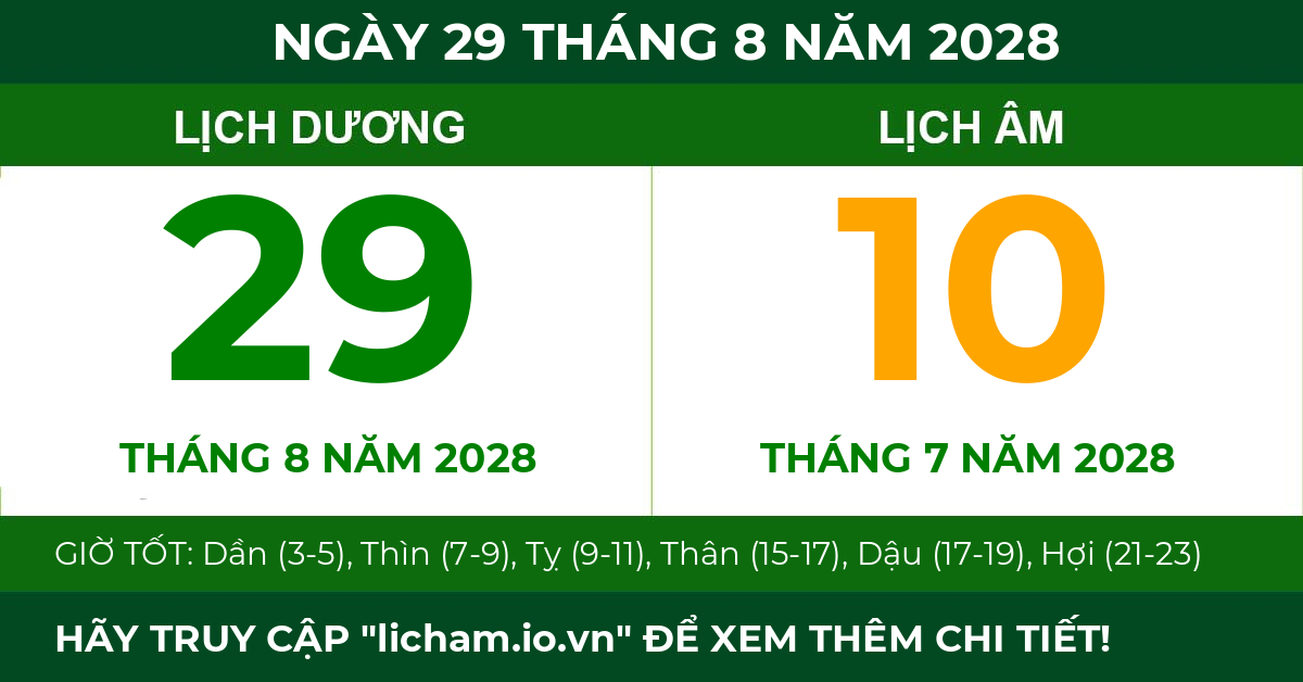 lịch âm ngày 29 tháng 8 năm 2028