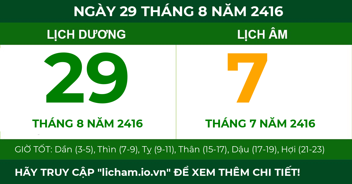 lịch âm ngày 29 tháng 8 năm 2416