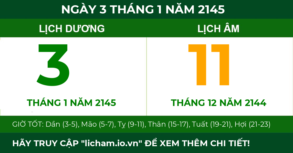lịch âm ngày 3 tháng 1 năm 2145