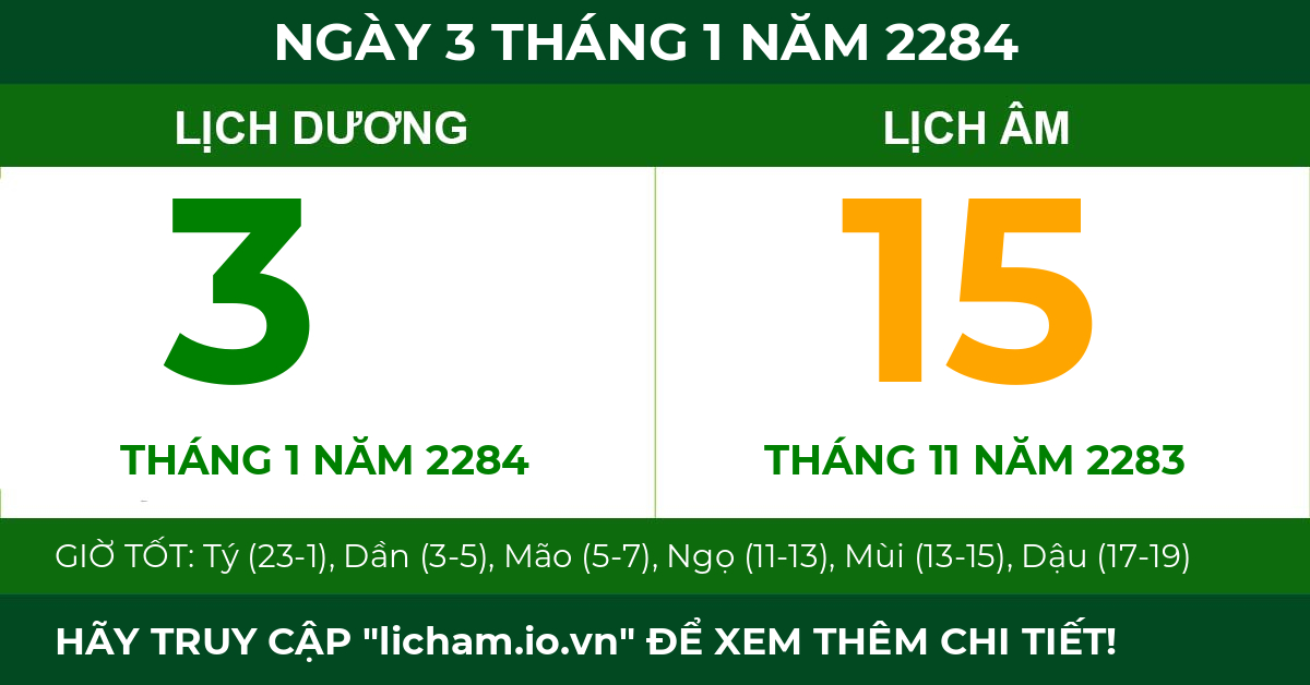 lịch âm ngày 3 tháng 1 năm 2284