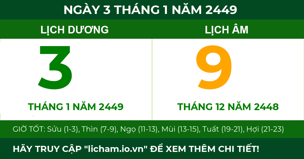 lịch âm ngày 3 tháng 1 năm 2449