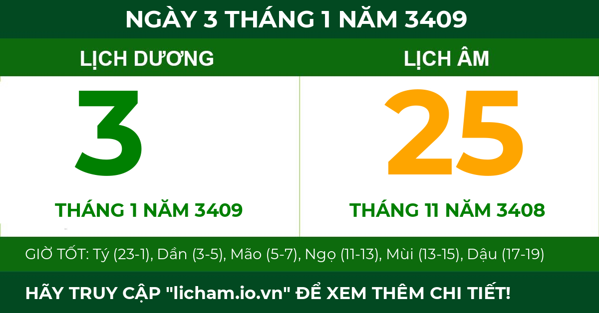 lịch âm ngày 3 tháng 1 năm 3409
