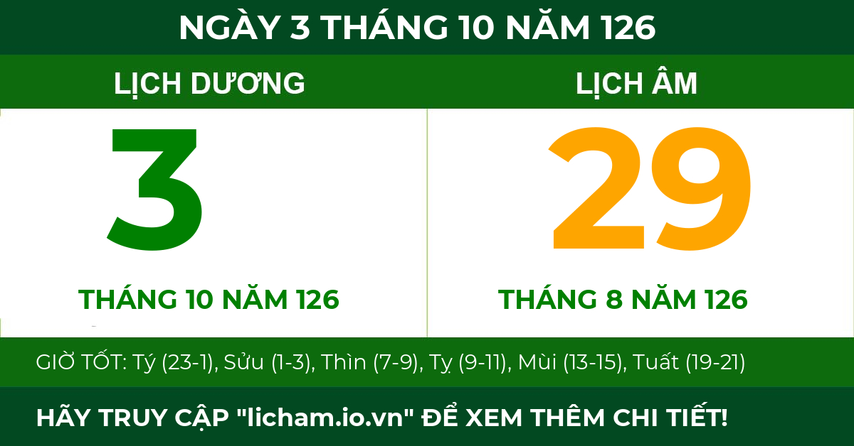 lịch âm ngày 3 tháng 10 năm 126