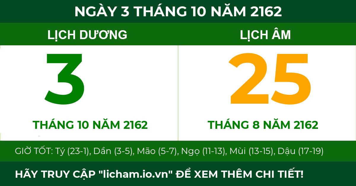 lịch âm ngày 3 tháng 10 năm 2162