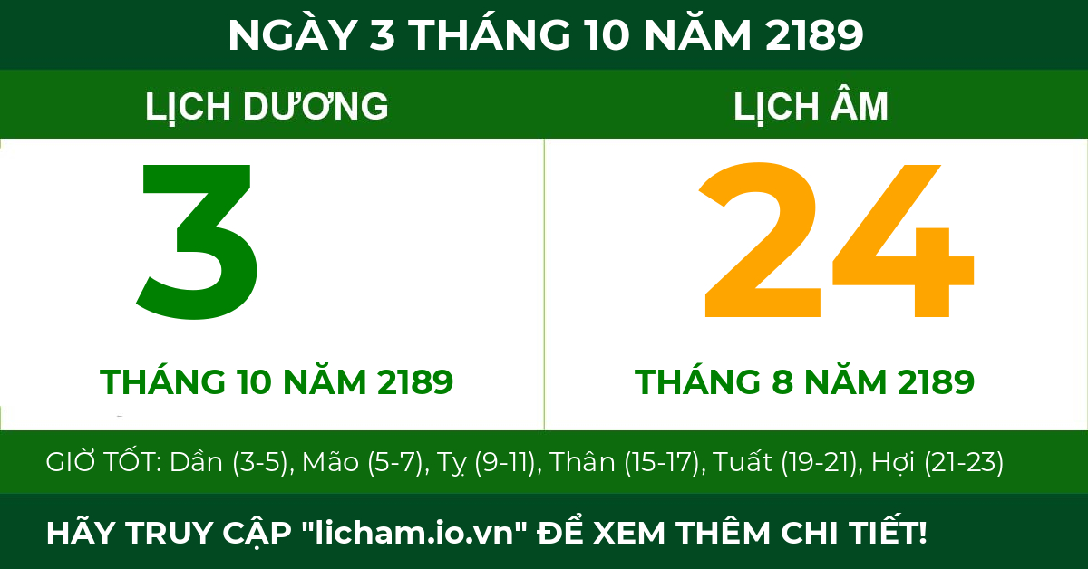 lịch âm ngày 3 tháng 10 năm 2189