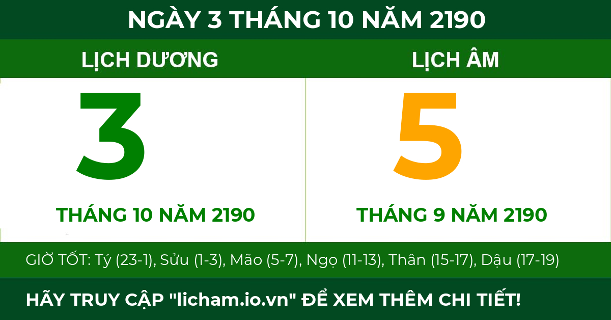 lịch âm ngày 3 tháng 10 năm 2190