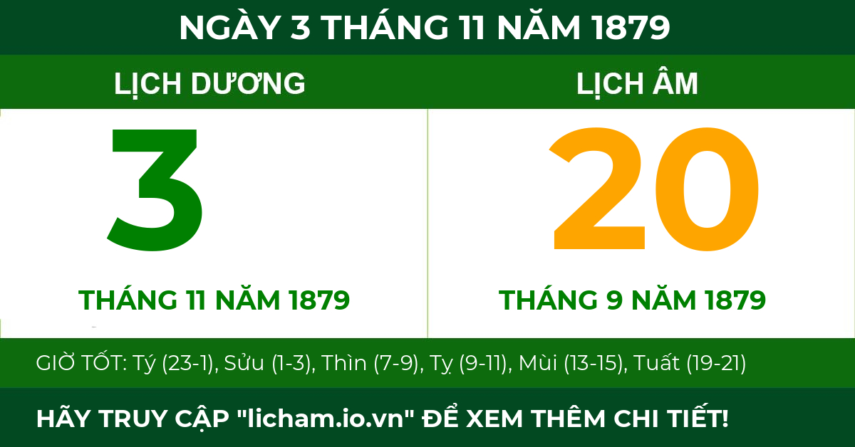 lịch âm ngày 3 tháng 11 năm 1879