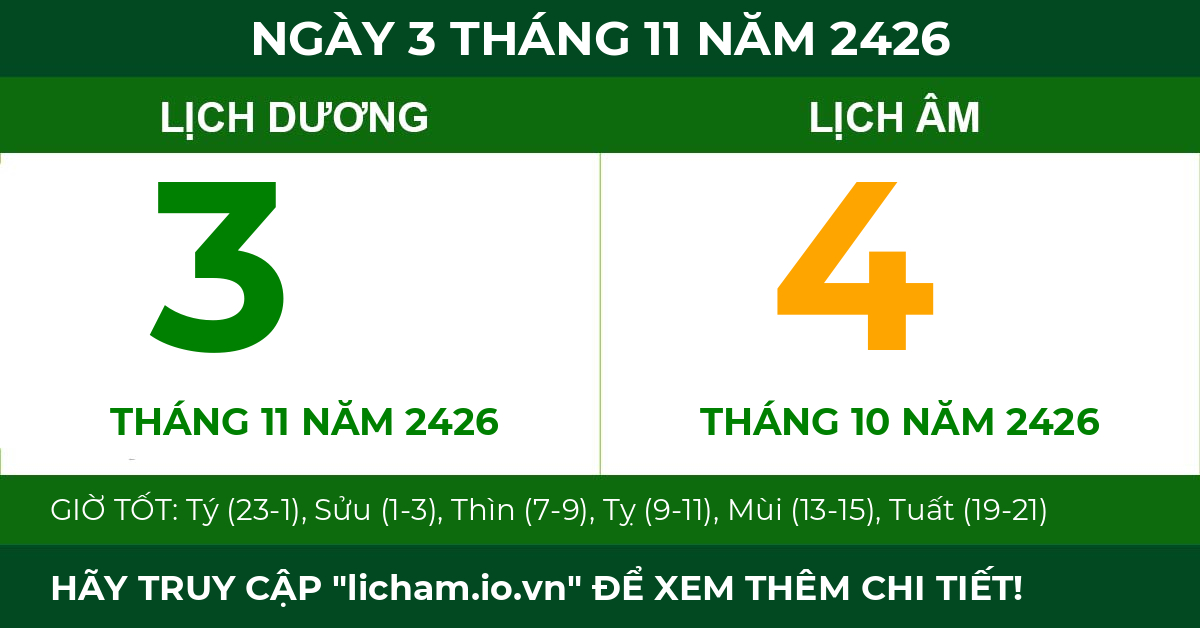 lịch âm ngày 3 tháng 11 năm 2426