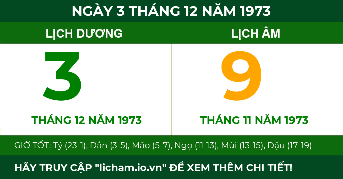 lịch âm ngày 3 tháng 12 năm 1973