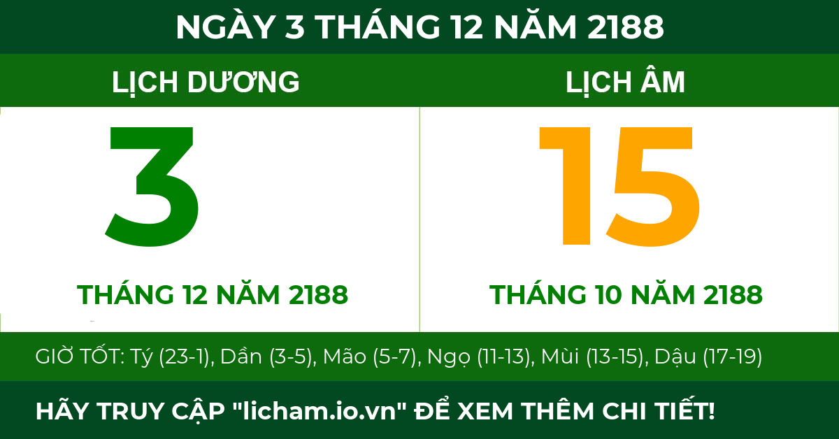 lịch âm ngày 3 tháng 12 năm 2188