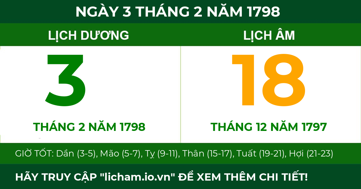 lịch âm ngày 3 tháng 2 năm 1798