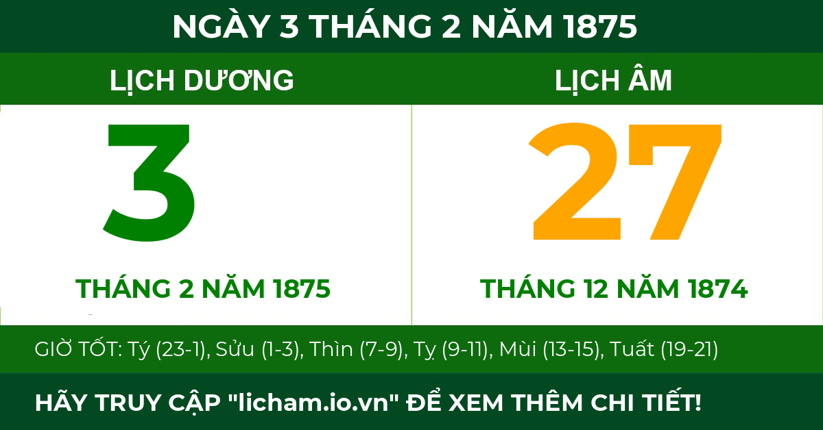 lịch âm ngày 3 tháng 2 năm 1875