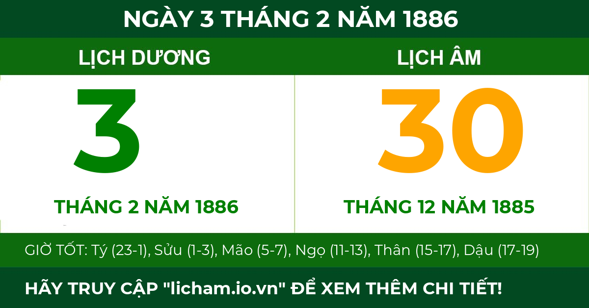 lịch âm ngày 3 tháng 2 năm 1886