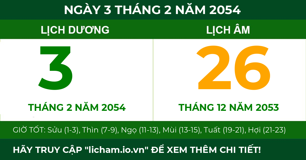 lịch âm ngày 3 tháng 2 năm 2054