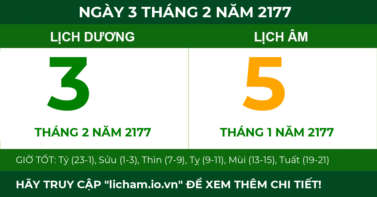 lịch âm ngày 3 tháng 2 năm 2177