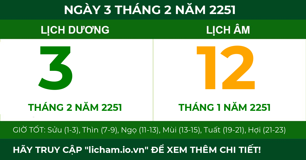 lịch âm ngày 3 tháng 2 năm 2251