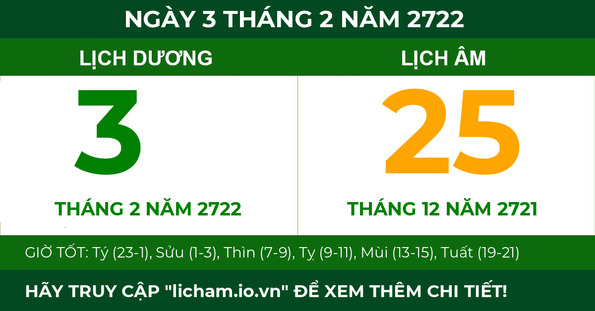 lịch âm ngày 3 tháng 2 năm 2722