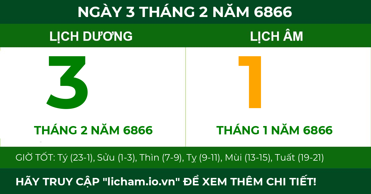lịch âm ngày 3 tháng 2 năm 6866