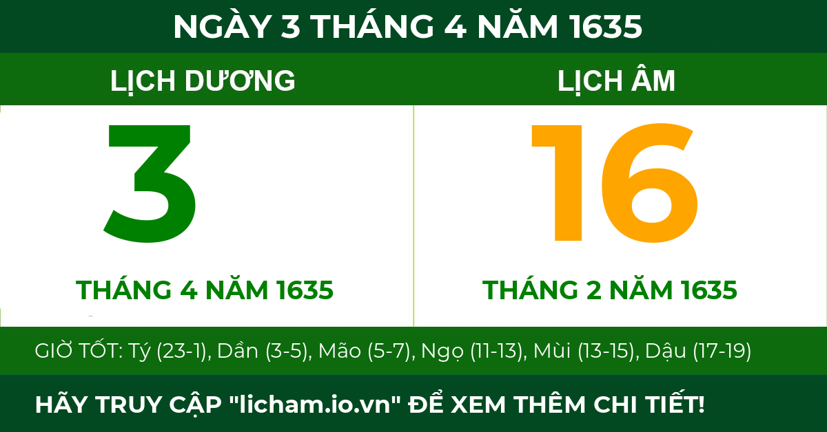 lịch âm ngày 3 tháng 4 năm 1635