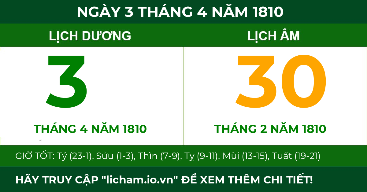 lịch âm ngày 3 tháng 4 năm 1810