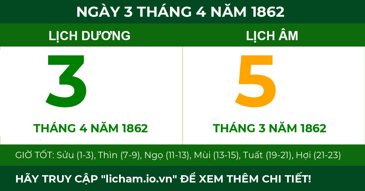 lịch âm ngày 3 tháng 4 năm 1862