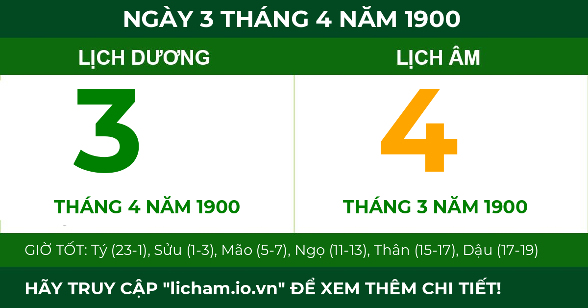 lịch âm ngày 3 tháng 4 năm 1900