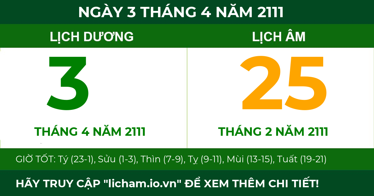 lịch âm ngày 3 tháng 4 năm 2111