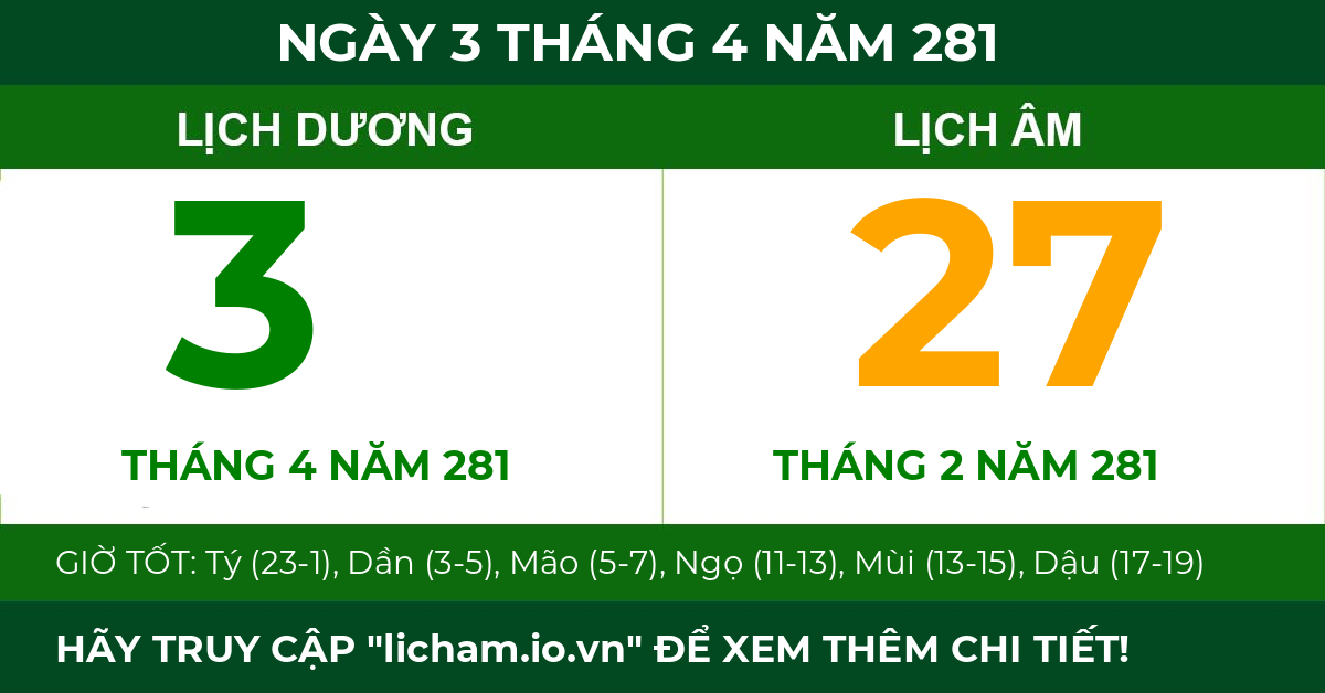 lịch âm ngày 3 tháng 4 năm 281