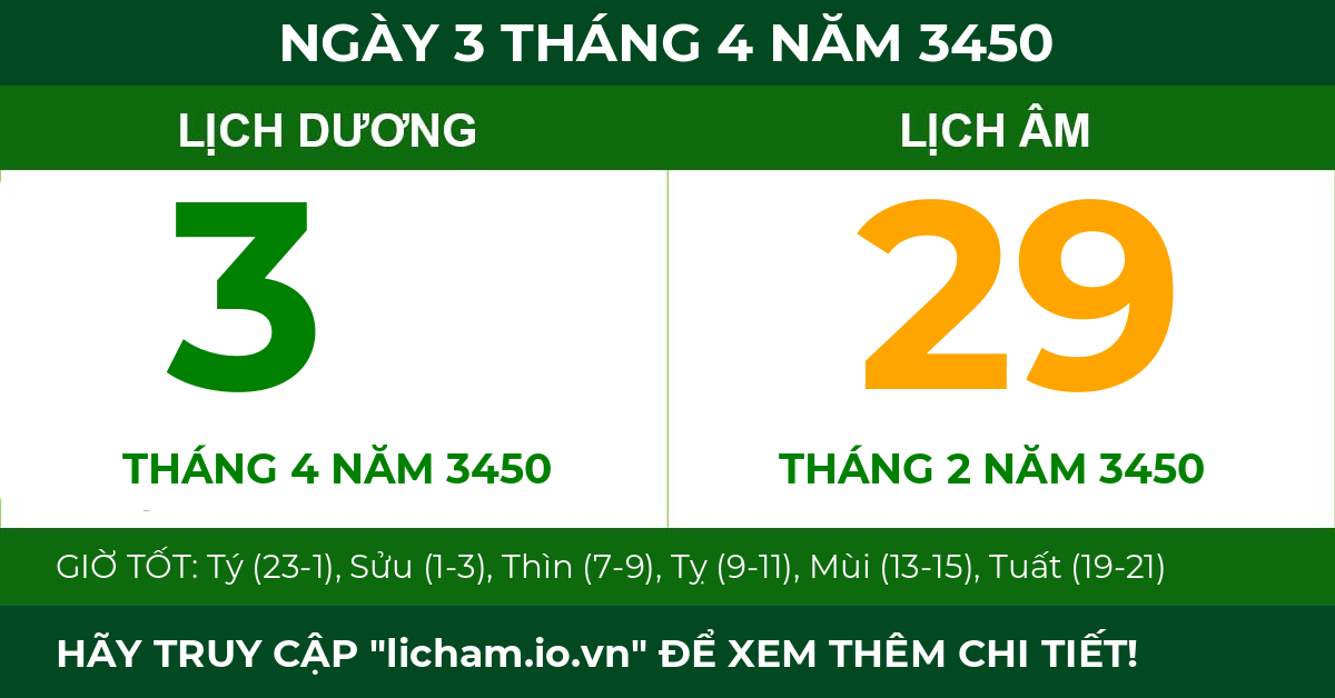 lịch âm ngày 3 tháng 4 năm 3450