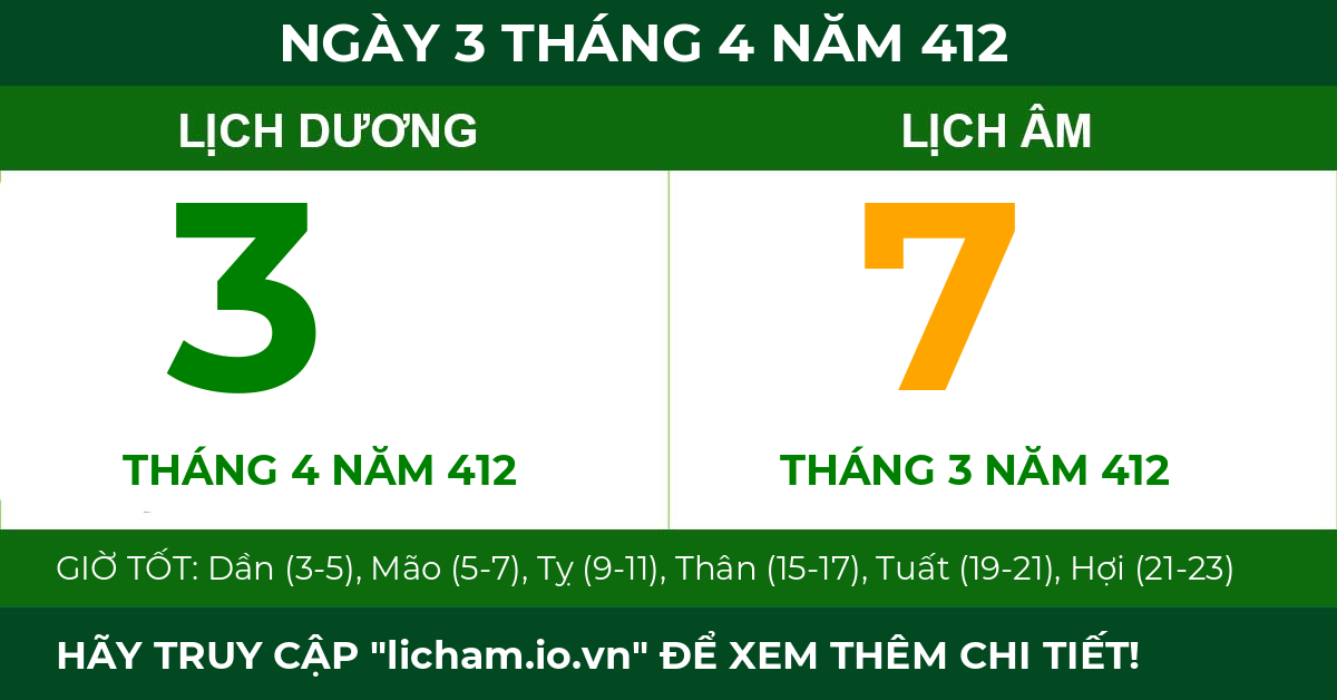 lịch âm ngày 3 tháng 4 năm 412