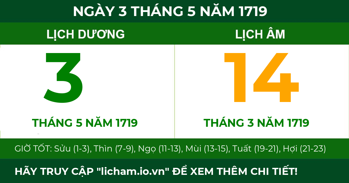 lịch âm ngày 3 tháng 5 năm 1719