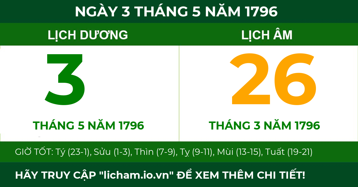 lịch âm ngày 3 tháng 5 năm 1796