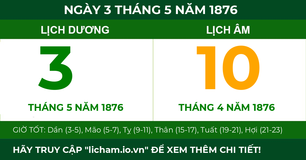 lịch âm ngày 3 tháng 5 năm 1876