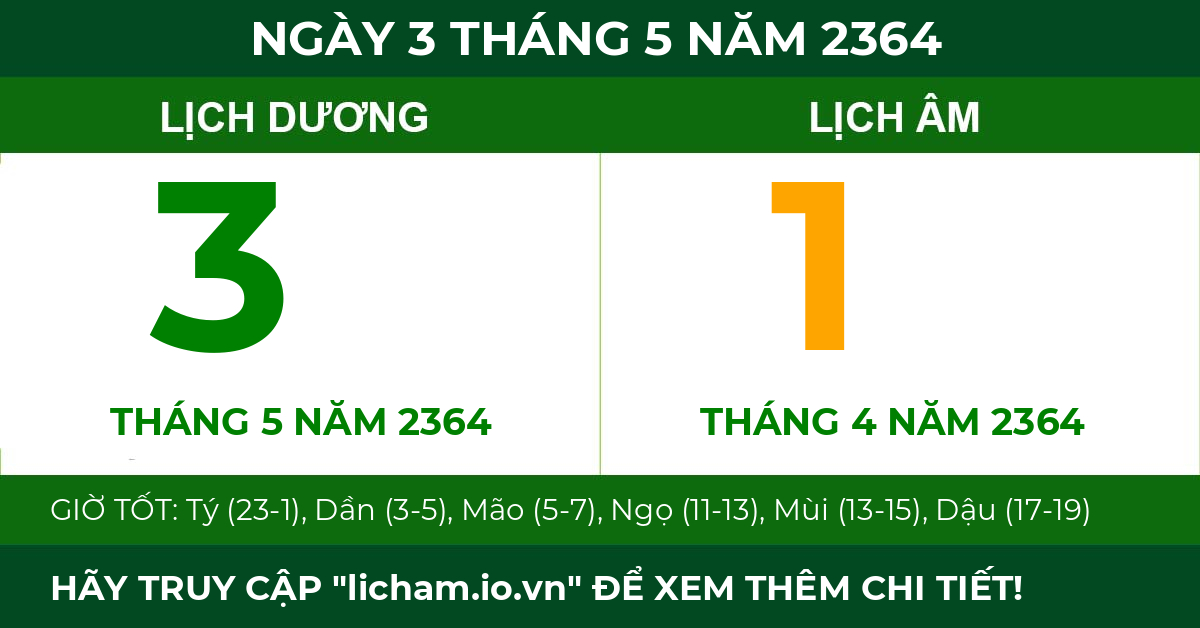 lịch âm ngày 3 tháng 5 năm 2364