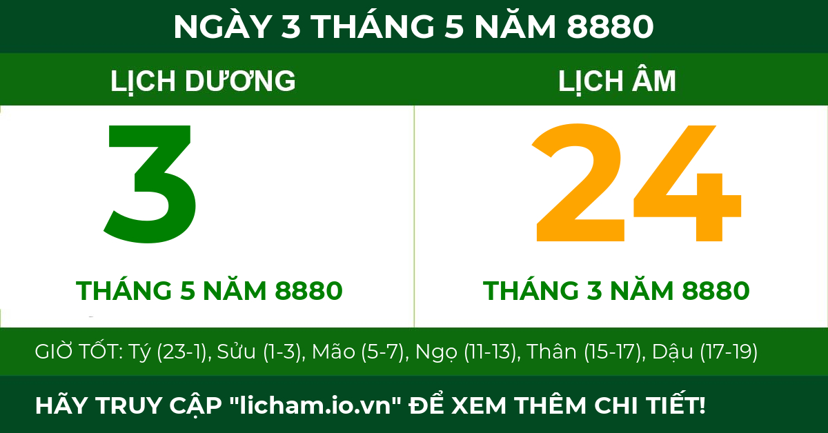 lịch âm ngày 3 tháng 5 năm 8880