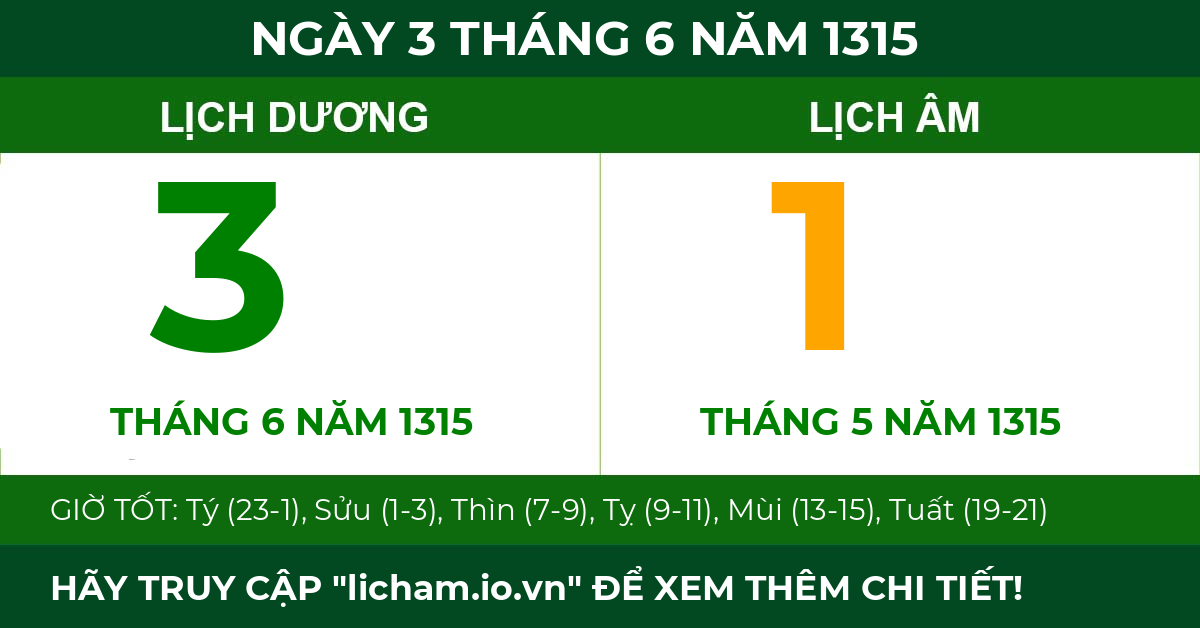 lịch âm ngày 3 tháng 6 năm 1315