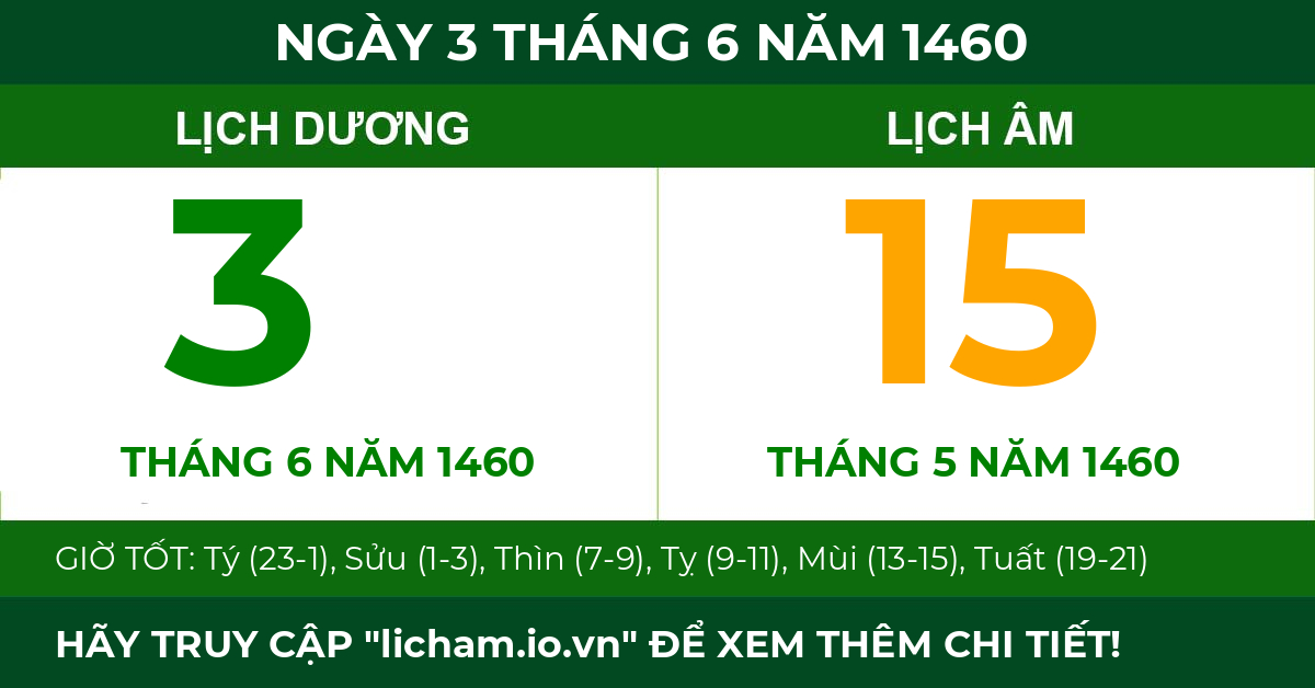 lịch âm ngày 3 tháng 6 năm 1460