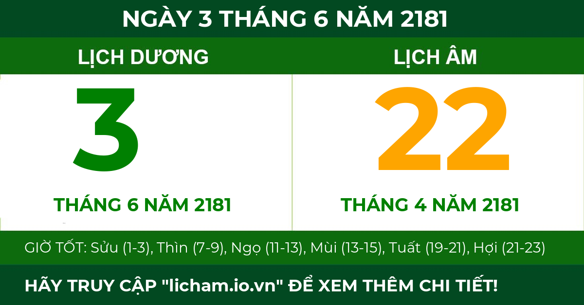 lịch âm ngày 3 tháng 6 năm 2181