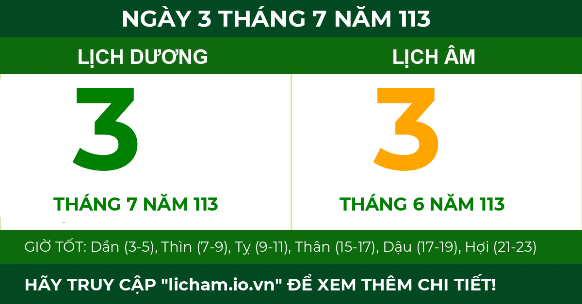 lịch âm ngày 3 tháng 7 năm 113