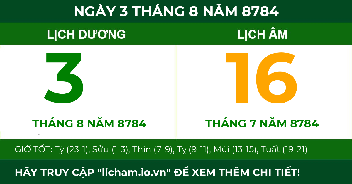 lịch âm ngày 3 tháng 8 năm 8784