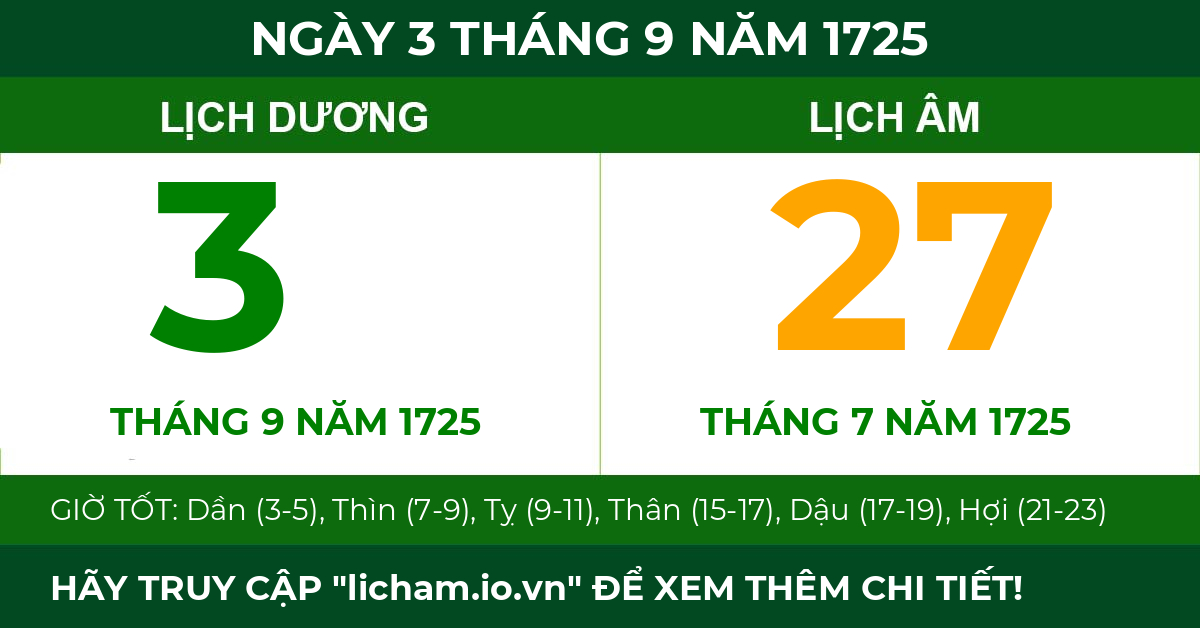 lịch âm ngày 3 tháng 9 năm 1725