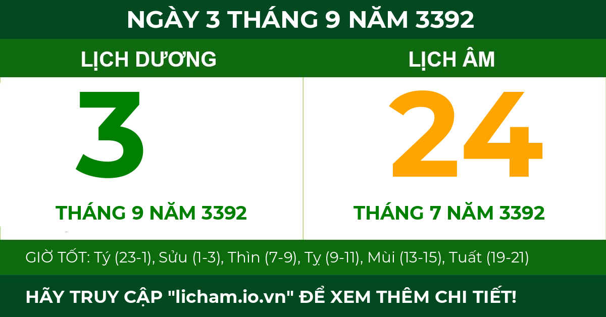 lịch âm ngày 3 tháng 9 năm 3392